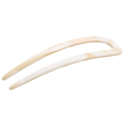 French Amie Ivory White Cream Handmade Large Cellulose Acetate Chignon Bun Holder U Hair Pin Stick (Ivory white cream) - color: Pearl Ivory