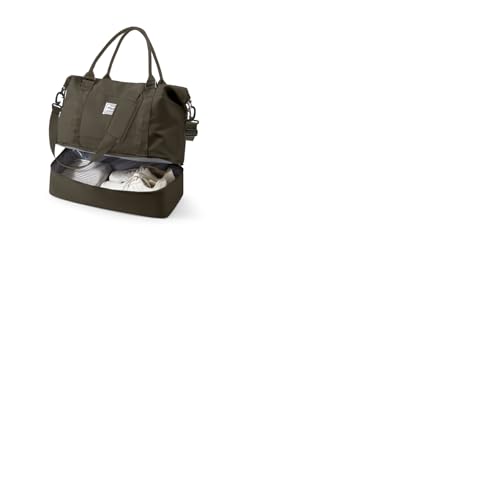 Spirit Travel Duffel - 18x14x8 Inches Weekender Overnight Bag with Shoes Compartment, Trolley Sleeve, Carry On for Airplanes, Sport Tote Gym Bag - Dark Brown - color: H12-DarkBrown, size: Large