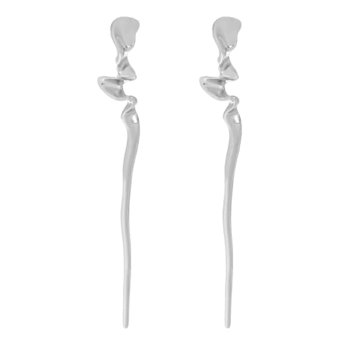 Lurrose Hair Clips Metal Hair Stick 2pcs Geometric Metal Hair Chopsticks Japan Miss Zinc Alloy Modeling Japanese Hair Sticks Womens Hair Sticks - color: Antique Silver