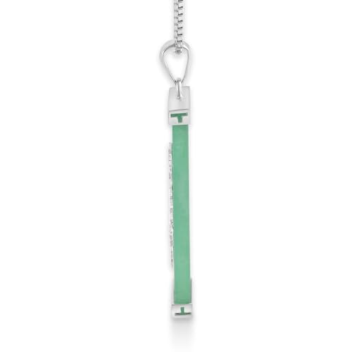 Belacqua Natural Green Jade Pendant Necklace in Sterling Silver or 14K Yellow Gold Plated Silver, Blessing, Good Fortune and Long life Chinese Symbol, Hypoallergenic Fashion Jewelry for Women, Gift Box Included