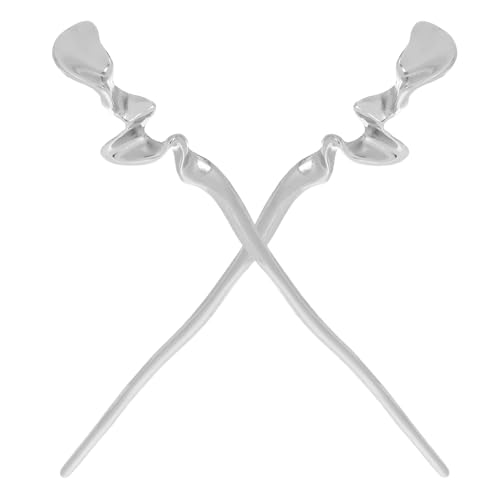 Lurrose Hair Clips Metal Hair Stick 2pcs Geometric Metal Hair Chopsticks Japan Miss Zinc Alloy Modeling Japanese Hair Sticks Womens Hair Sticks - color: Antique Silver