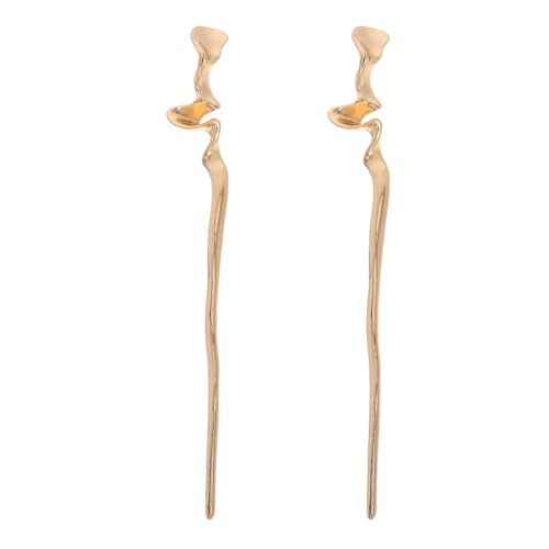 2pcs Chinese Hair Sticks: Gold Hair Chopsticks - Geometric Metal Pins for Women Bun Maker Chignon Maker Accessories - color: Golden
