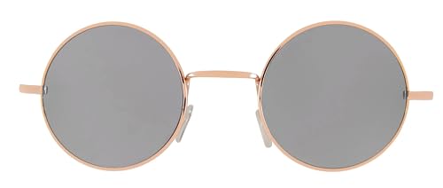 OWL Round Retro Small Circle Tint & Mirror Colored Lens 43-55 mm Sunglasses Metal - color: 43mm Gold / Mirror