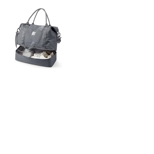 Spirit Travel Duffel - 18x14x8 Inches Weekender Overnight Bag with Shoes Compartment, Trolley Sleeve & Carry On for Airplanes, Sport Tote Gym Bag - Grey - color: H6-Grey, size: Large