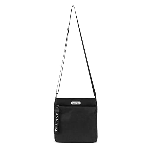 Nautica Diver Nylon Small Women's Crossbody Bag Purse with Adjustable Shoulder Strap - color: Black