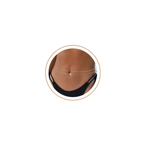 Honsny 2PCS 25-43Inch 18K Gold Plated Waist Chain Minimalist Pearl Belly Body Chain Gold Layered Sexy Bikini Body Chains Waist Jewelry for Women - color: C:Beads & Pearl, size: L(37-43INCH)