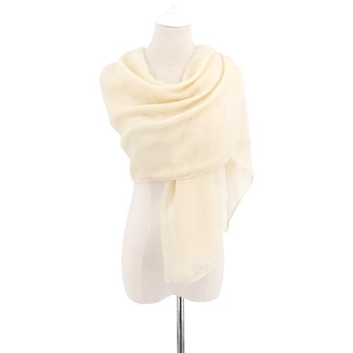 vimate Lightweight Scarf for Women Fashion Head Cover Hijab Cotton Voile Scarf Shawl Wrap for Spring Fall Winter Season - color: I2#.style 53-beige
