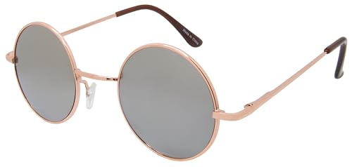 OWL Round Retro Small Circle Tint & Mirror Colored Lens 43-55 mm Sunglasses Metal - color: 43mm Gold / Mirror