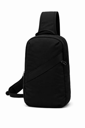 Anti-Theft Classic Crossbody Sling Bag, RFID-Blocking, Slash-Resistant with Locking Zippers for Travel & Everyday City Use | RFID Blocking, Locking Zipper, Slash-Resistant, Locking Strap, Ambidextrous Wear - color: Black