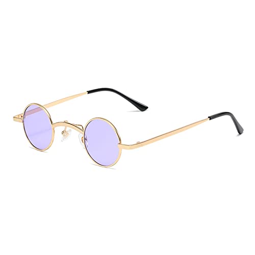 mincl/punk Small Chic Fashion Vintage Round Sunglasses Metal Frame - color: Pruple
