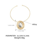 Two Tone Oval Pendant Open Circle Choker for Women Statement Tribal African Jewelry Gold-plated Cool Collar Necklace with Disc Charm Punk Simple Ethnic Necklace