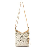 The Sak Lucia Crossbody Bag in Crochet, Convertible Purse with Adjustable Shoulder Strap - color: Natural Medallion