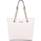 Montana West Tote Bag for Women Chain Top-handle Handbags - color: Beige