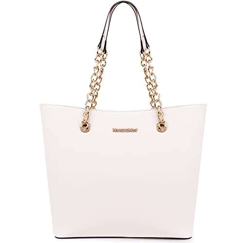 Montana West Tote Bag for Women Chain Top-handle Handbags - color: Beige