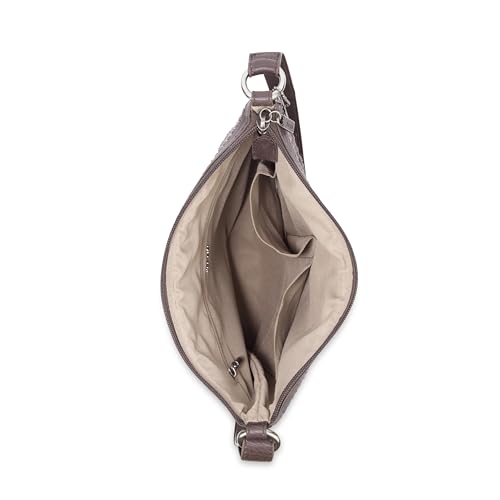 The Sak Lucia Crossbody Bag in Crochet, Convertible Purse with Adjustable Shoulder Strap - color: Mushroom Cozy Weave