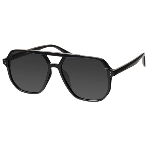 mosanana Oversized Aviator Sunglasses for Women and Men with Polarized Lens MS52243 - color: C1-black