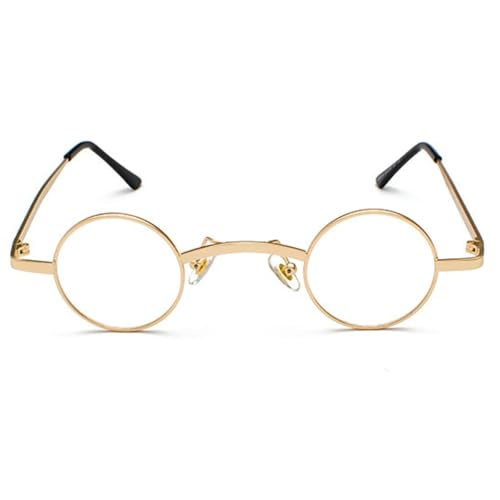 mincl/punk Small Chic Fashion Vintage Round Sunglasses Metal Frame - color: Gold&clear