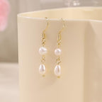 Hayopi Pearl Earrings for Women - Dainty Gold Dangle Drop Earrings, 14k Gold Plated Cute Bow Design, Hypoallergenic Pearl Studs, Wedding Jewelry Gifts - color: GOLD-2 drop pearl earrings