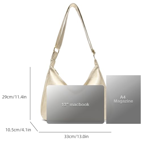 Hobo Bags for Women Leather,Foldable Slouchy Shoulder Purse Crossbody Handbag,Soft Vegan Brown Tote Casual Everyday Handbags - color: Wy22 Upgraded White