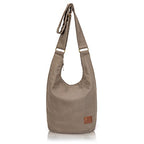 Coton Pose Women Hippie Crossbody Bag - Top Zip Large Capacity Canvas Sling Bag - Jacquard Cloth Handmade - color: Dark Green