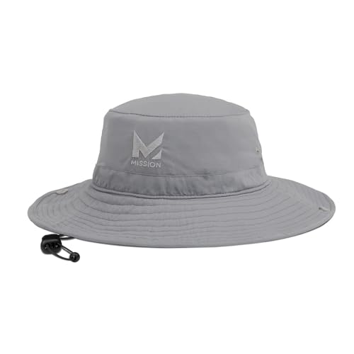 MISSION Cooling Bucket Hat - Unisex Wide-Brim Hat for Men & Women - Lightweight, Foldable & Durable - Cools Up to 2 Hours - color: Charcoal Mission Print