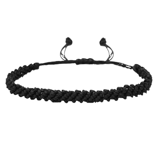 1/2Pcs Set Tibetan Rope Braided Rope String Adjustable Bracelet for Women Men Jewelry Handmade Bohemian Lucky Protection Bracelet Colorful - color: Black