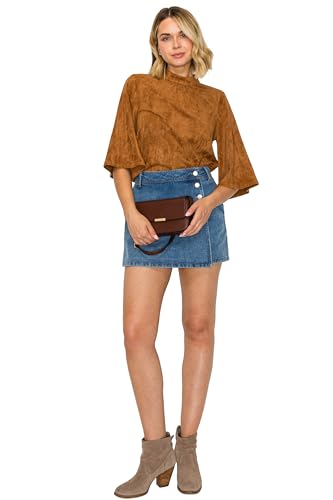 Mini Classic Rectangular Flap Purse Underarm Shoulder Bag - color: Coffee