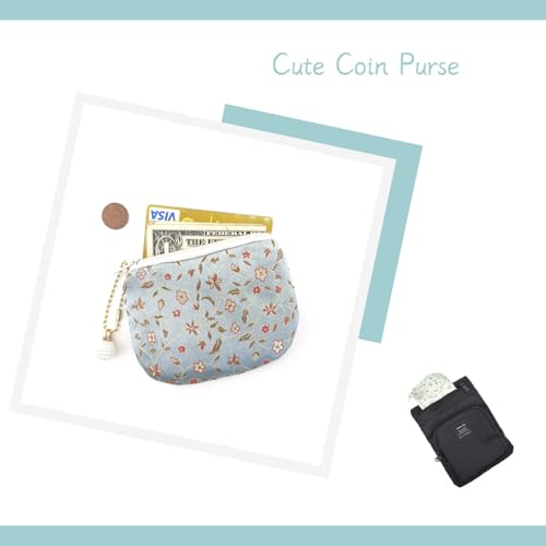 Handmade Women Coin Purse Rosary Pouch Silk Jewelry Bag Brocade Zipper Wallet - Turquoise - color: Turquoise