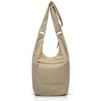 Coton Pose Women Hippie Crossbody Bag - Top Zip Large Capacity Canvas Sling Bag - Jacquard Cloth Handmade - color: Tan Beige