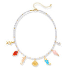 Pearl Choker Necklaces With Multi Beach Charms Shell Conch Starfish Jewelry - style: XL22601A