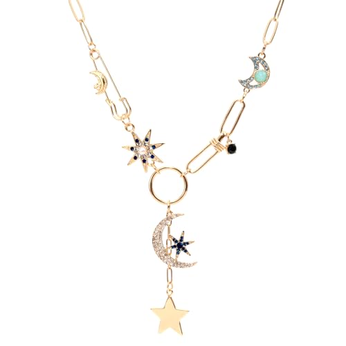 ORIGENCE Sun Heart Necklace for Women 18K Gold Plated Heart Pendant Necklace Chunky Chain Choker Necklaces Hip Hop Charm Necklaces Trendy Unisex Jewelry - style: MCharm-Gold