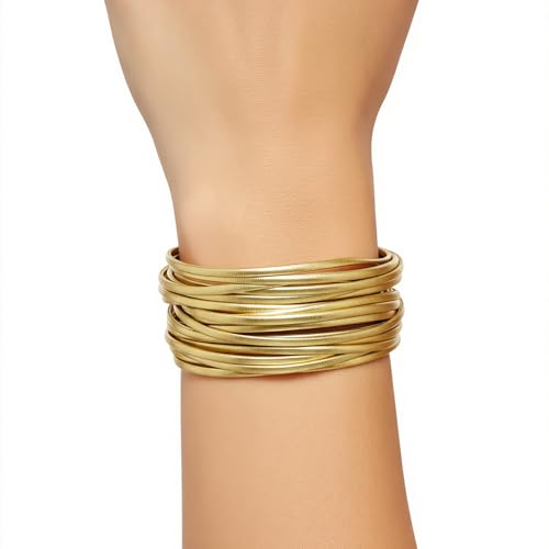 Edoneery Leather Wrap Bracelet for Women, Boho Handmade Multi-Layer Cuff with Crystal Beads Heart, Stackable Bangle Western Jewelry Gift - style: String Leather(Gold)