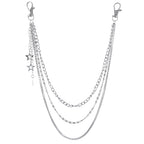 Layered Pants Chain keychain for Women Men Punk Wallet Chains Hiphop Jeans Keychain Halloween Jewelry - style: G-three layered chain with star