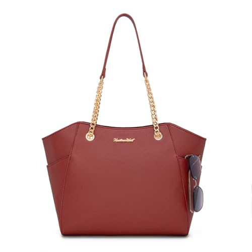 Montana West Tote Bag for Women Chain Top-handle Handbags - color: M Fiery Red