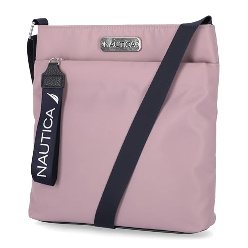 Nautica Diver Nylon Small Women's Crossbody Bag Purse with Adjustable Shoulder Strap - color: Lilac Rose