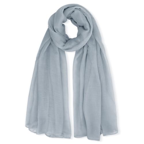 vimate Lightweight Scarf for Women Fashion Head Cover Hijab Cotton Voile Scarf Shawl Wrap for Spring Fall Winter Season - color: G3#.style 52-grey