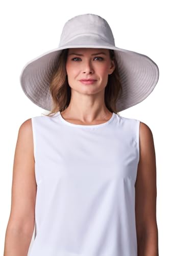 Women's Beach Hat - UPF 50+ Sun Protection - Brittany - color: Natural Modern Herringbone