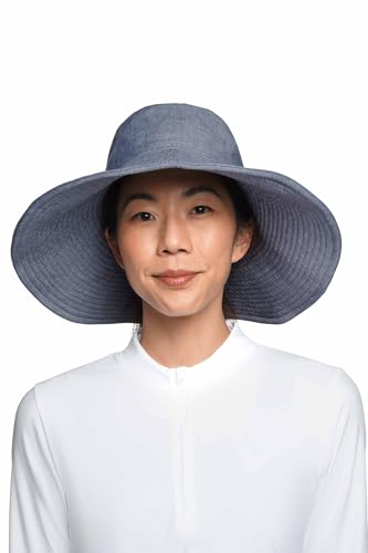 Women's Beach Hat - UPF 50+ Sun Protection - Brittany - color: Denim Blue Chambray