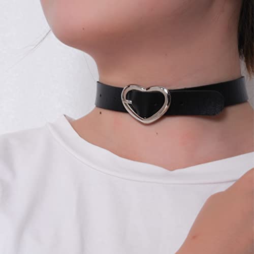 Eigso Vintage Punk Goth Studded Rivet Pu Leather Collar Choker Necklace with Spikes Adjustable - color: L-Black