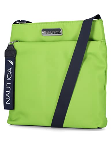 Nautica Diver Nylon Small Women's Crossbody Bag Purse with Adjustable Shoulder Strap - color: Lime