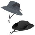 Sun Hat for Men Women UV Protection Wide Brim Fishing Hats Breathable UPF 50+ Boonie Bucket Hats Beach Safari Hiking Garden - color: Dark Grey&black