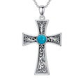 Turquoise Necklaces 925 Sterling Silver Western Necklace Boho Jewelry for Men Women Her Birthday Valentines Day Gifts - style: 5-Cross Necklace