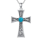 Turquoise Necklaces 925 Sterling Silver Western Necklace Boho Jewelry for Men Women Her Birthday Valentines Day Gifts - style: 5-Cross Necklace