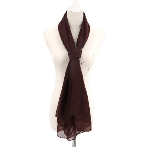 vimate Lightweight Scarf for Women Fashion Head Cover Hijab Cotton Voile Scarf Shawl Wrap for Spring Fall Winter Season - color: G1#.style 51-coffee