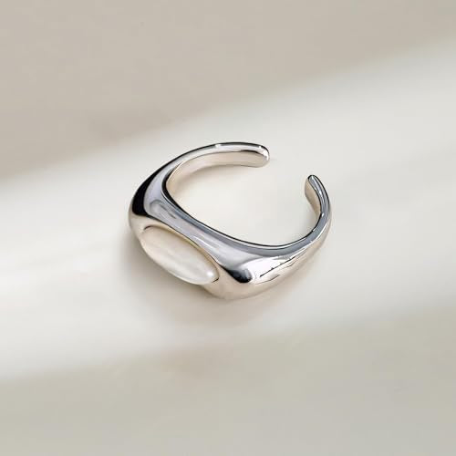 14K Gold Plated Open Ring 925 Sterling Silver Ring Open Adjustable rings for women Band Rings for Men Women Gold Stackable Rings for Women Teen Girls Silver Statement Ring Band Chunky Open Twist Ring - color: Silver19