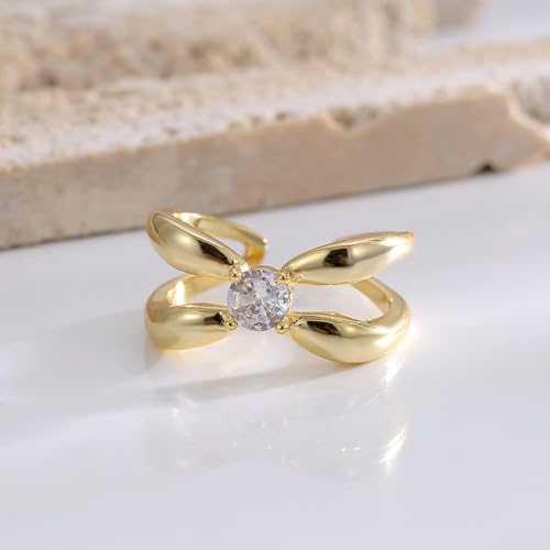 14K Gold Plated Rings for Women Open Adjustable Rings Stackable Rings Charming Rings Statement Rings Thumb Ring Band Finger Rings Vintage Rings Handmade Rings for Men Women Anniversary Birthday Gift - color: Ring03-26