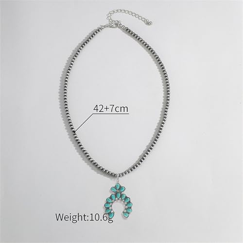 coadipress Navajo Pearl Necklace Western Jewelry for Women Boho Beaded Choker Necklaces Vintage Turquoise Pendant Cowgirl Necklace - style: Horseshoe