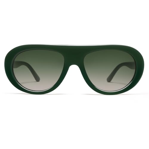 VANLINKER Oversized Retro Aviator Sunglasses for Women Men Chic 70s Vintage Style Trendy 2026 Chunky Sun Glasses VL9865 - color: C9-green/Gradient Green