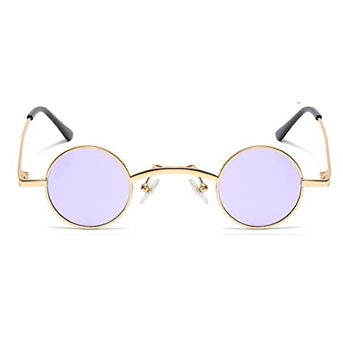 mincl/punk Small Chic Fashion Vintage Round Sunglasses Metal Frame - color: Pruple