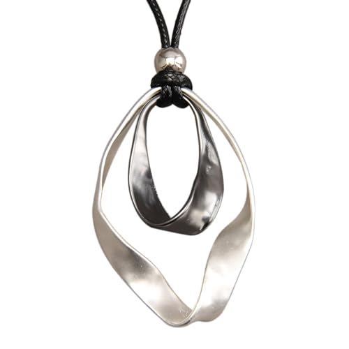 JAOYU Bohemian Necklaces for Women Leather Necklace Wood Pendant Choker Long Brown Necklace Chunky Circle Boho Hippie Jewelry - style: Bohemian Necklaces